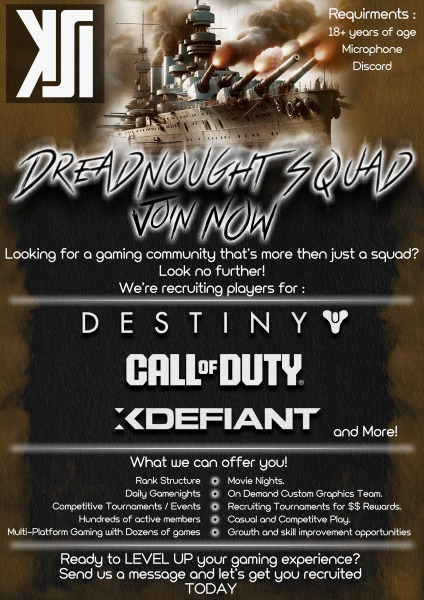 Squad recruitment poster made by KSI G 7